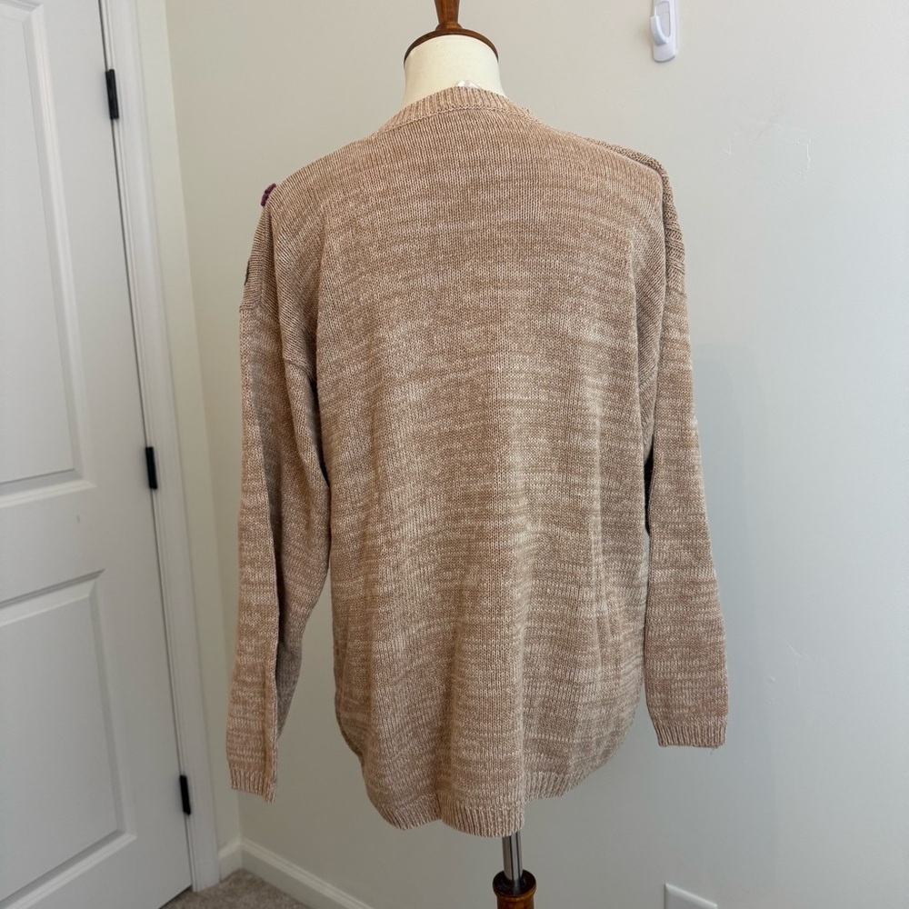 Vintage Ramie Cotton Floral Embroidered Chunky Knit Sweater Women’s L/XL Grandma - Picture 5 of 12